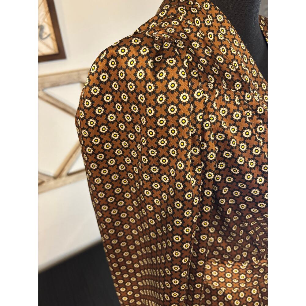 SANDRO JANINE PARIS Floral-Print Wrap-Front Midi Dress Marron US Sz 8 - Picture 11 of 14